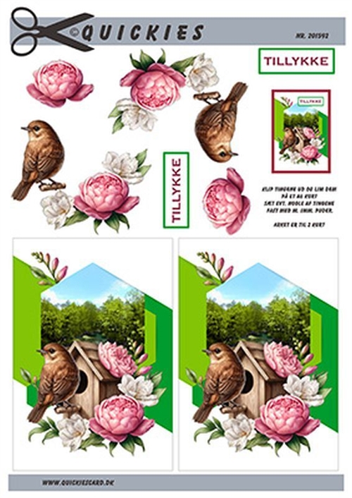 3D Blomster og fugl